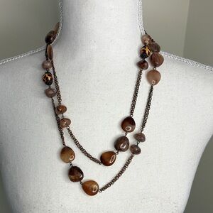 Long Brown Beaded Necklace. 50”